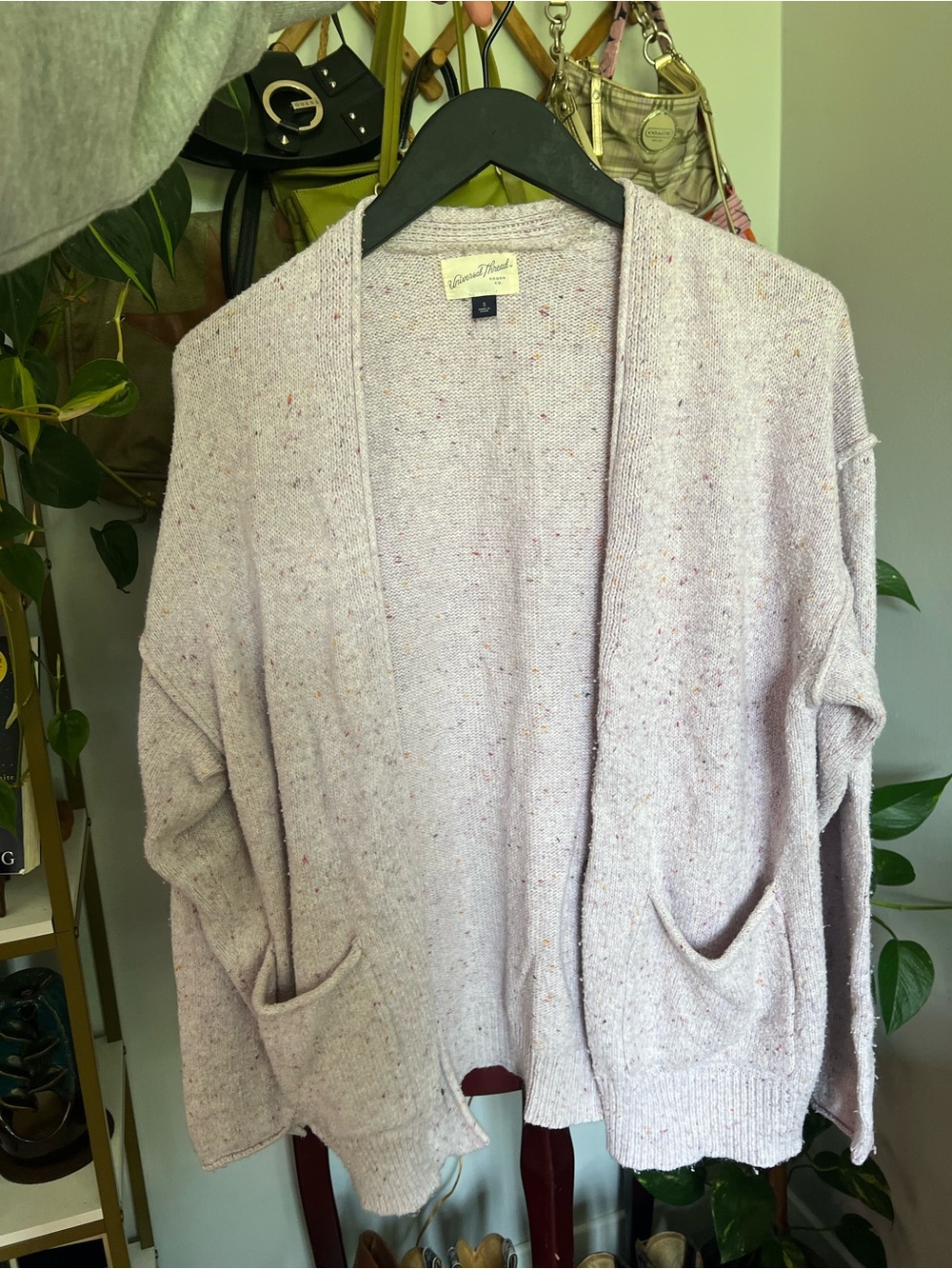 Universal Thread Lavender Speckled Open-Front Cardigan